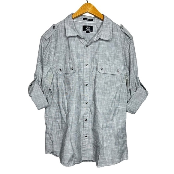 Rock & Republic Long Sleeve Button Front Easy Care Fabric Mens Shirt Size L - Picture 2 of 6